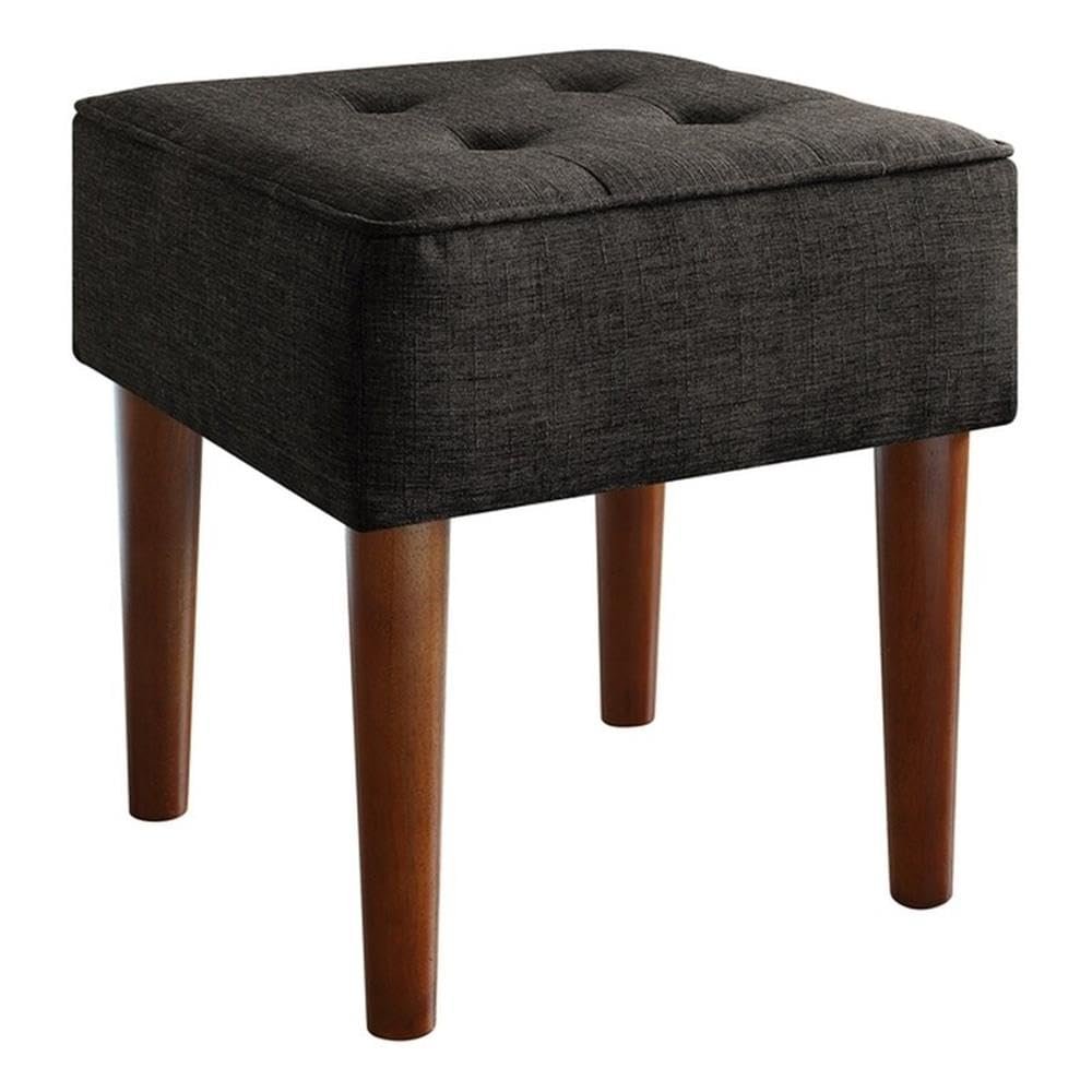 Elle Decor Aria Upholstered Ottoman Food Rest Stool with Classic Button Tufted Style, Extra Seating for Modern Home, Compact Size for Small Space, Gray