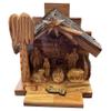 Carved from Bethlehem Olive Wood Christmas Nativity Story Set with Stable (Alabaster Set) view 1