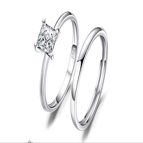 Bansriracha CZ Engagement Ring Set 925 Sterling Silver Rings for Women Anniversary Wedding Rings Band Bridal Sets Silver 925 Jewelry (8)