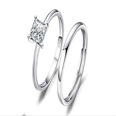 Bansriracha CZ Engagement Ring Set 925 Sterling Silver Rings for Women Anniversary Wedding Rings Band Bridal Sets Silver 925 Jewelry (6)