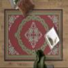 DEERLUX Transitional Living Room Area Rug with Nonslip Backing, 3 x 5 ft Extra Small, Red Medallion Pattern view 1