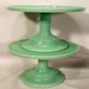 Bakery Cake Plates Cupcake Stands Pastry Trays - Plain & Simple Pattern - Set of Two 10" - Mosser Glass (Jade) view 1