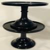 Bakery Cake Plates Cupcake Stands Pastry Trays - Plain & Simple Pattern - Set of Two 9" - Mosser Glass (Black) view 1