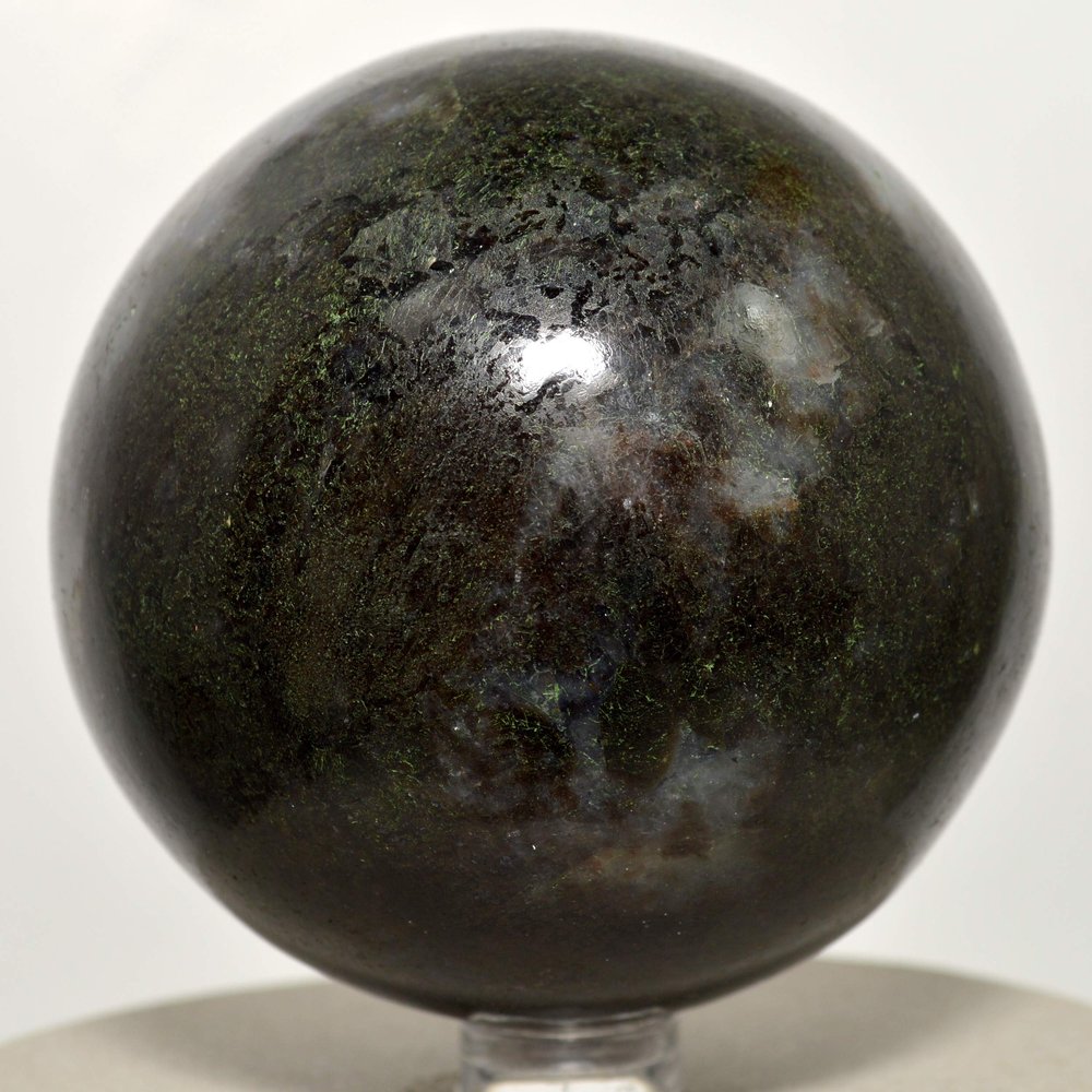 71mm 1.2lb Blue Iolite Sphere Natural Cordierite Mineral Ball Polished Dichroite Crystal Water Sapphire Stone - India + Stand