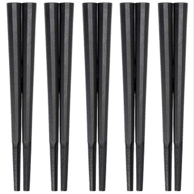 Akebono GM-4005 Decagonal Round Noodle Chopsticks, Black, 9.4 inches (24 cm), Set of 5, Made in Japan