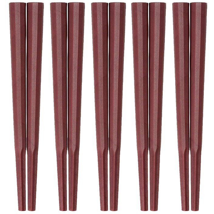 Akebono GM-4014 Decagonal Round Noodle Chopsticks, 8.3 inches (21 cm), Set of 5, Made in Japan