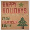 PERSONALIZED HAPPY HOLIDAYS Wine Bottle or Gift Labels on Kraft (12, 3.5"W X 4"H) view 1
