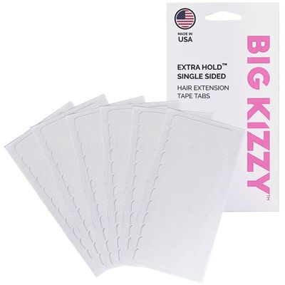 Single Sided Tape for Hair Extensions by Big Kizzy (72 tabs) - Extra Hold - Easy Install & Removal Replacement Tape for Thin, Fine Hair, 4cm x .8cm Tape for Extensions, Professional Extension Tape