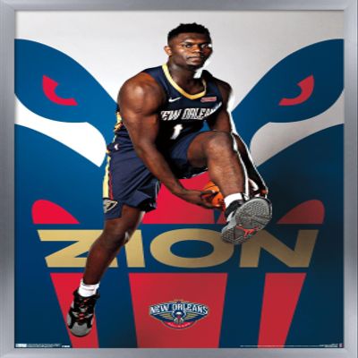 Trends International NBA New Orleans Pelicans - Zion Williamson 19 Wall Poster, 14.725" x 22.375", Silver Framed Version