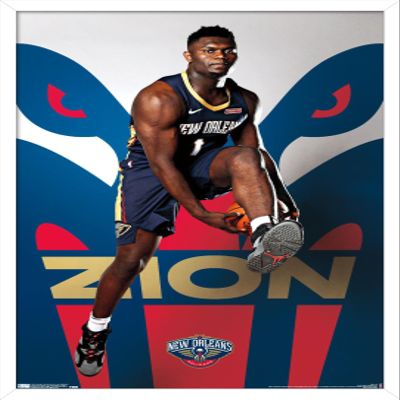 Trends International NBA New Orleans Pelicans - Zion Williamson 19 Wall Poster, 14.725" x 22.375", White Framed Version