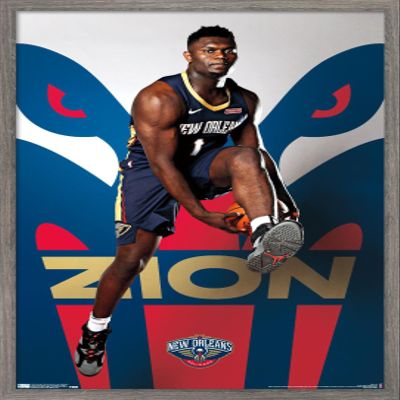 Trends International NBA New Orleans Pelicans - Zion Williamson 19 Wall Poster, 14.725" x 22.375", Barnwood Framed Version