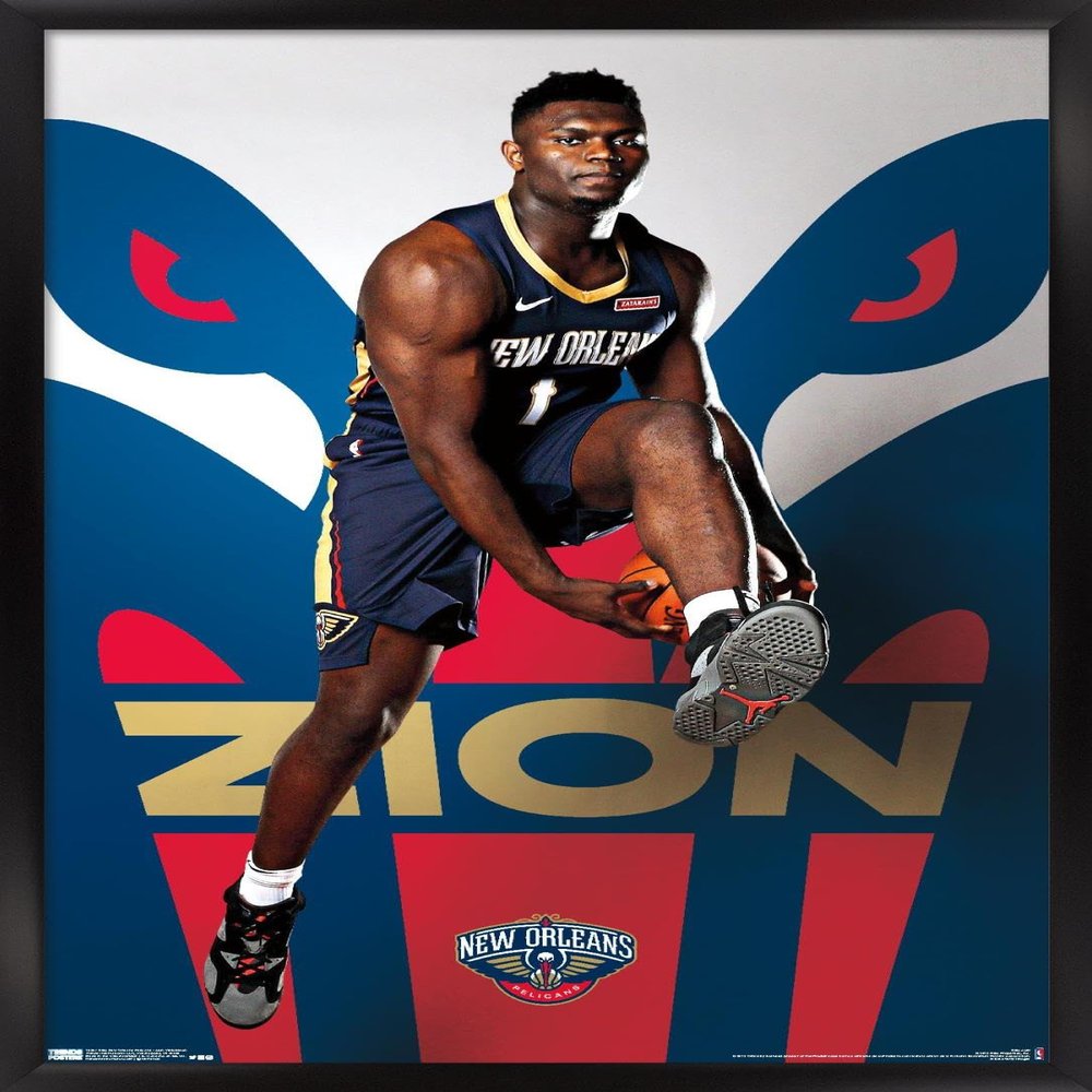 Trends International NBA New Orleans Pelicans - Zion Williamson 19 Wall Poster, 14.725" x 22.375", Black Framed Version