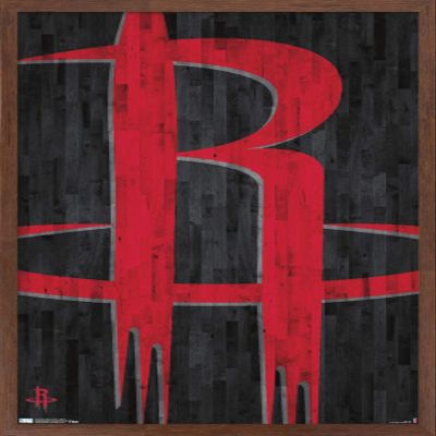 Trends International NBA Houston Rockets - Logo 19 Wall Poster, 14.725" x 22.375", Mahogany Framed Version