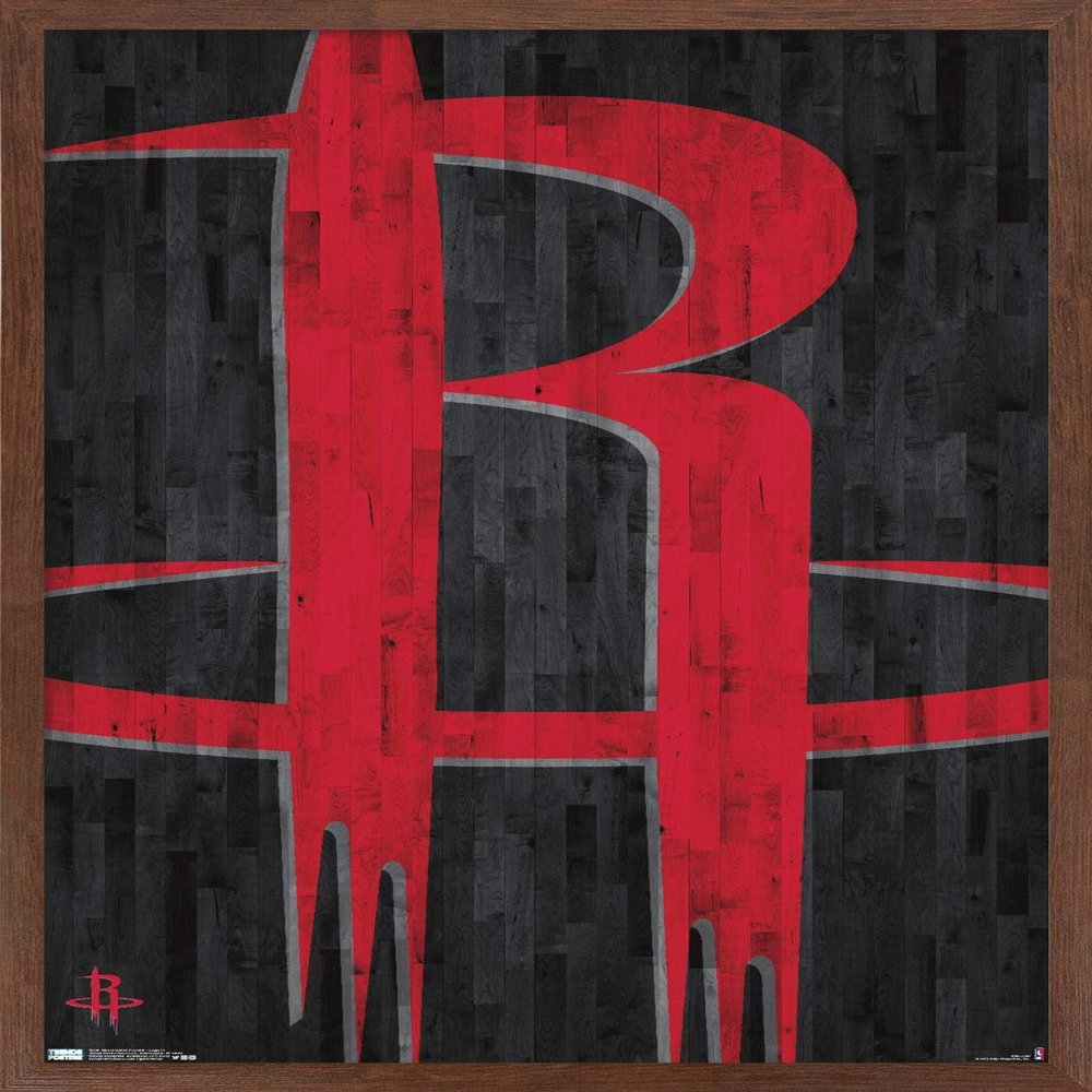 Trends International NBA Houston Rockets - Logo 19 Wall Poster, 14.725" x 22.375", Mahogany Framed Version