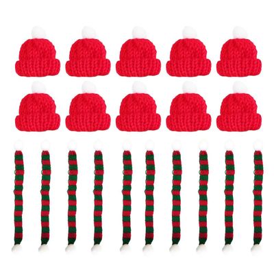 Amosfun 20pcs Mini Santa Hats for Crafts Tiny Santa Hats Christmas Mini Knit Hat Scarf Xmas Tree Ornaments Miniature DIY Hair Accessories Crafts Cute Doll Hat Jewelry Making