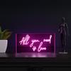 JONATHAN Y NEN1011A All You Need is Love 23.63" X 11.75" Contemporary Glam Acrylic Box USB Operated LED Neon Light, Pink view 1