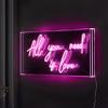 JONATHAN Y NEN1011A All You Need is Love 23.63" X 11.75" Contemporary Glam Acrylic Box USB Operated LED Neon Light, Pink view 3