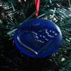 Cat Paw Heart Up-Cycled Cobalt Blue Wine Bottle Bottom Sun Catcher Christmas Ornament view 2