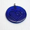 Cat Paw Heart Up-Cycled Cobalt Blue Wine Bottle Bottom Sun Catcher Christmas Ornament view 4