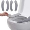 2Pairs Warm Toilet Seat Cover Mat Plush Thick Toilet Seat Padded Non Slip Soft Cushion Washable Bathroom Warmer Static Cling Cover Non Adhesive,Grey view 1