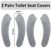 2Pairs Warm Toilet Seat Cover Mat Plush Thick Toilet Seat Padded Non Slip Soft Cushion Washable Bathroom Warmer Static Cling Cover Non Adhesive,Grey view 2
