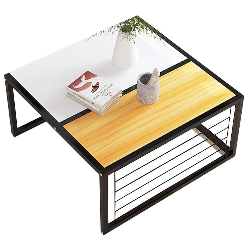 XWZJY Living Room Sofa Nesting Tables Wrought Iron Frame Leisure Coffee Table Simple Small End Tables MDF Tabletop,Easy to Clean,Size Optional