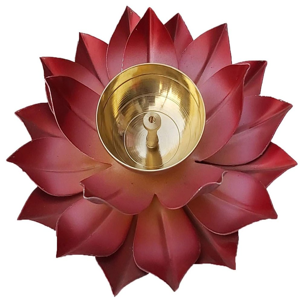 Brass Lotus Kuber Diya for Puja Home Dcor Brass Diya Deepak Oil Lamp Small Lotus Kamal Shape for Home Temple Puja Articles Decor Gifts Giting (6-Inch)