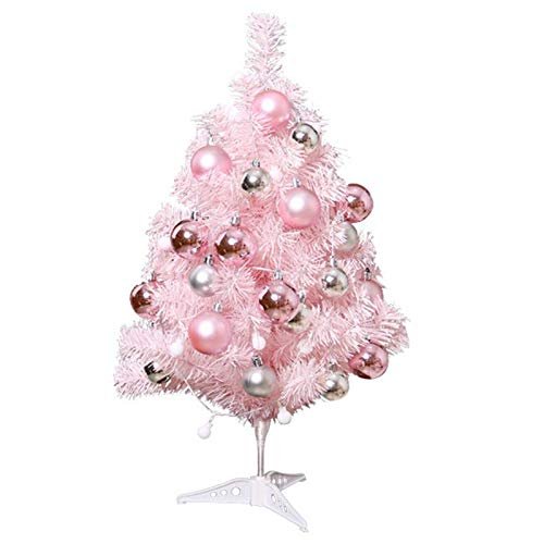 Gentlecarin 23.6 Inchs Tabletop Mini Christmas Tree Artificial Christmas Pine Tree Glittering Kingswood Fir Wrapped Pencil Tree for Home, Office and Holidays Decoration, Pink