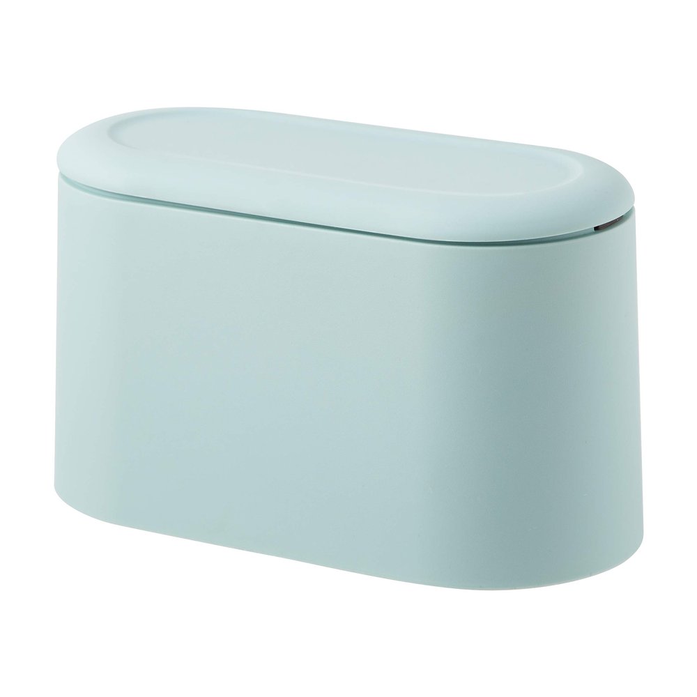 Mini Countertop Wastebasket Press Cartridge Cover Trash Can, Makeup Holder Vanity Bathroom Kitchen Car Desktop Office (Light Blue)