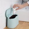Mini Countertop Wastebasket Press Cartridge Cover Trash Can, Makeup Holder Vanity Bathroom Kitchen Car Desktop Office (Light Blue) view 2