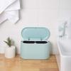 Mini Countertop Wastebasket Press Cartridge Cover Trash Can, Makeup Holder Vanity Bathroom Kitchen Car Desktop Office (Light Blue) view 3