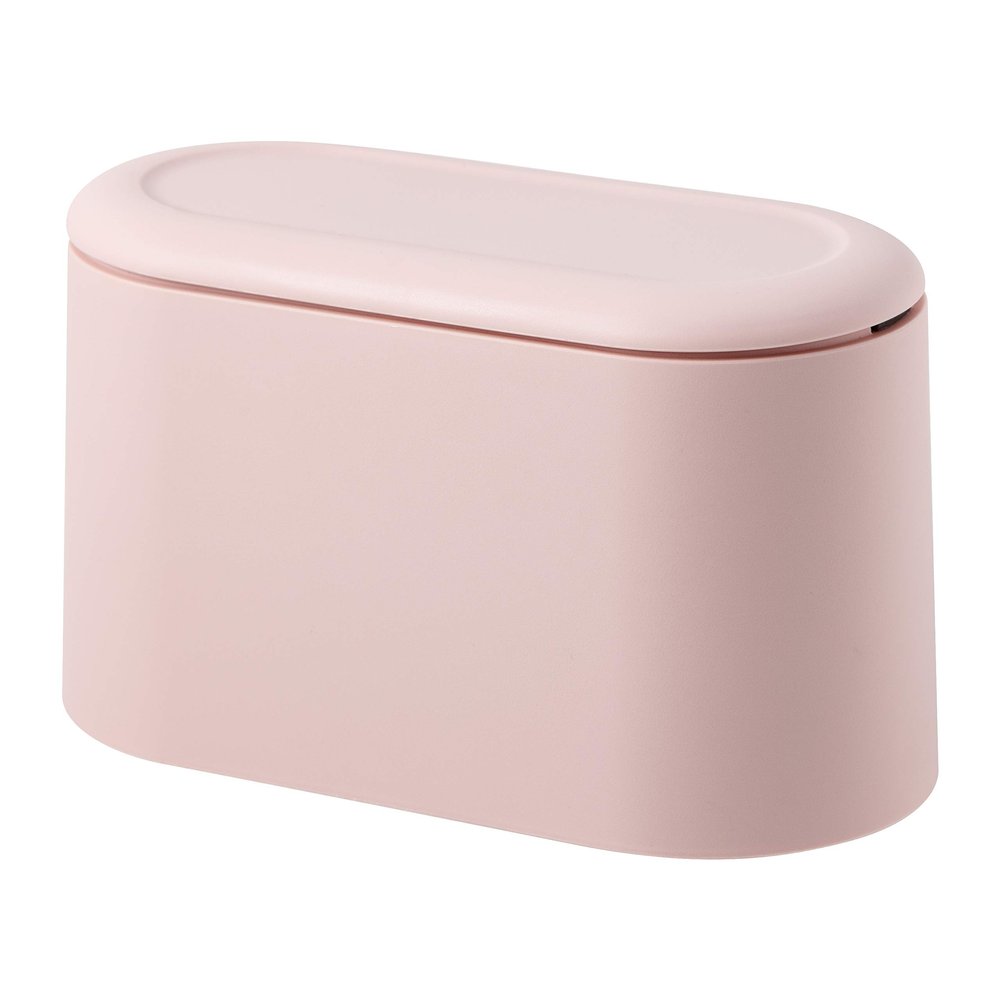 Mini Countertop Wastebasket Press Cartridge Cover Trash Can, Makeup Holder Vanity Bathroom Kitchen Car Desktop Office (Light Pink)