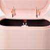 Mini Countertop Wastebasket Press Cartridge Cover Trash Can, Makeup Holder Vanity Bathroom Kitchen Car Desktop Office (Light Pink) view 2