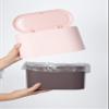Mini Countertop Wastebasket Press Cartridge Cover Trash Can, Makeup Holder Vanity Bathroom Kitchen Car Desktop Office (Light Pink) view 3