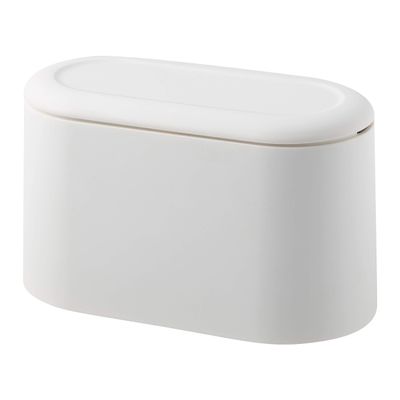 Mini Countertop Wastebasket Press Cartridge Cover Trash Can, Makeup Holder Vanity Bathroom Kitchen Car Desktop Office (Light White)