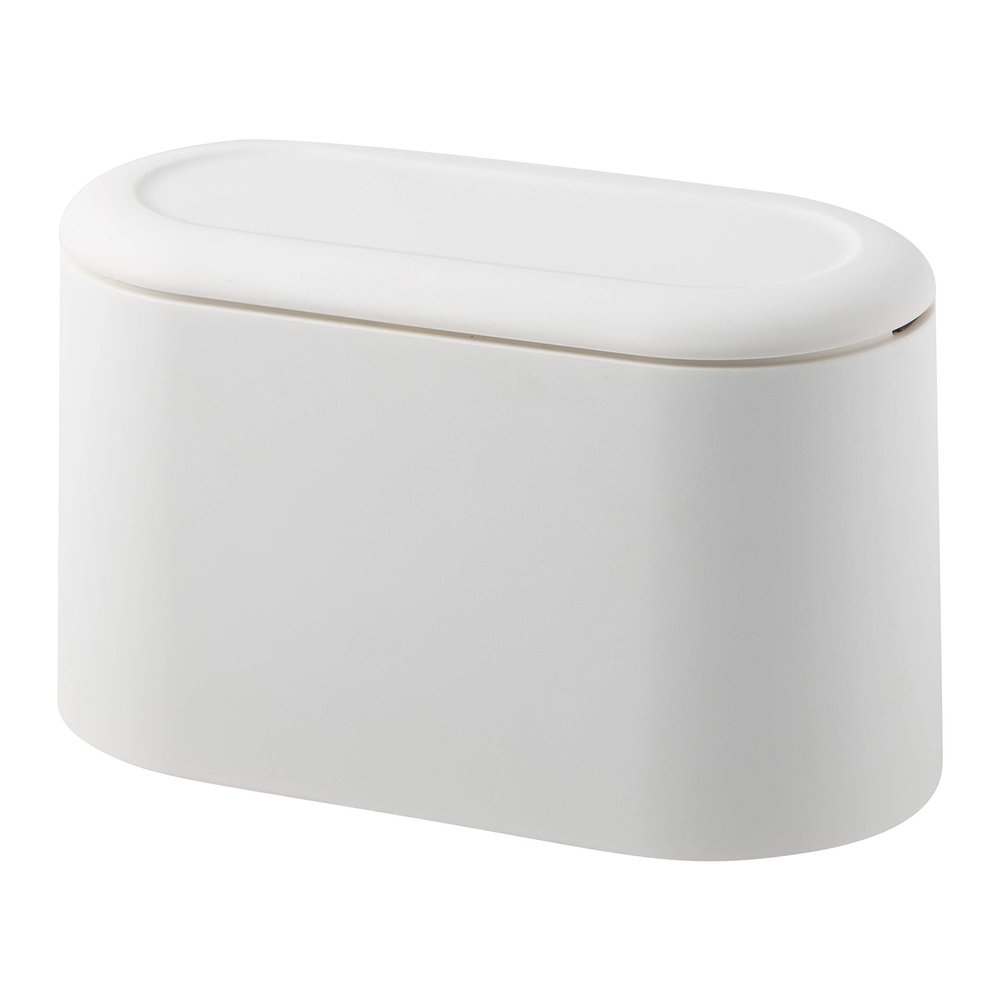 Mini Countertop Wastebasket Press Cartridge Cover Trash Can, Makeup Holder Vanity Bathroom Kitchen Car Desktop Office (Light White)