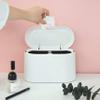 Mini Countertop Wastebasket Press Cartridge Cover Trash Can, Makeup Holder Vanity Bathroom Kitchen Car Desktop Office (Light White) view 2