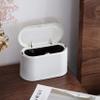 Mini Countertop Wastebasket Press Cartridge Cover Trash Can, Makeup Holder Vanity Bathroom Kitchen Car Desktop Office (Light White) view 3