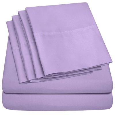 6 Pc Bed Set 100% Cotton RV-King Sheet Set with 800 TC Long Luxury Hotel Bedding Sheets Lavender, Fit Upto 12" Deep Pocket 1 Flat, 1 Fitted & 4 Pillowcases (RV-King, Lavender)