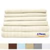 6 Pc Bed Set 100% Cotton RV-King Sheet Set 800 TC Long Luxury Hotel Bedding Sheets Ivory Stripe, Fit Upto 18" Deep Pocket 1 Flat, 1 Fitted & 4 Pillowcases (RV-King, Ivory Stripe) view 3