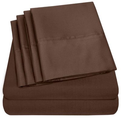 6 Pc Bed Set 100% Cotton RV-King Sheet Set with 800 TC Long Luxury Hotel Bedding Sheets Chocolate, Fit Upto 12" Deep Pocket 1 Flat, 1 Fitted & 4 Pillowcases (RV-King, Chocolate)