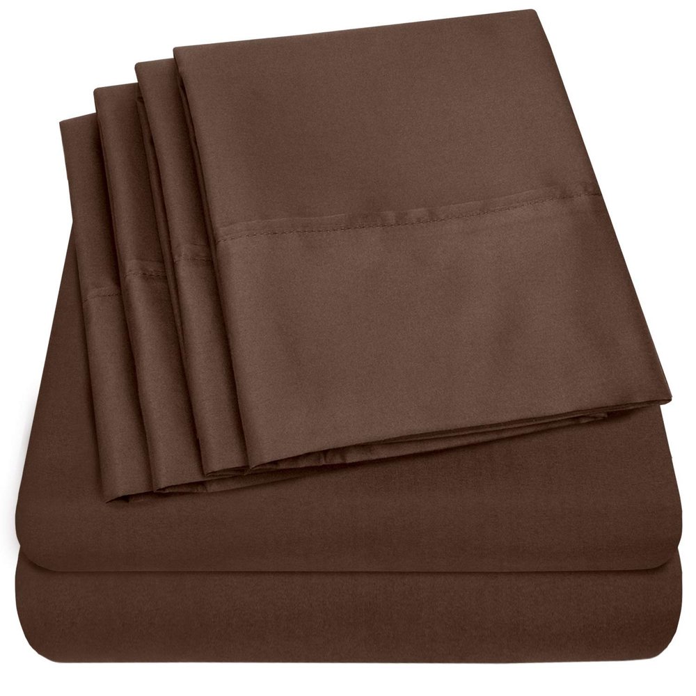6 Pc Bed Set 100% Cotton RV-King Sheet Set with 800 TC Long Luxury Hotel Bedding Sheets Chocolate, Fit Upto 12" Deep Pocket 1 Flat, 1 Fitted & 4 Pillowcases (RV-King, Chocolate)