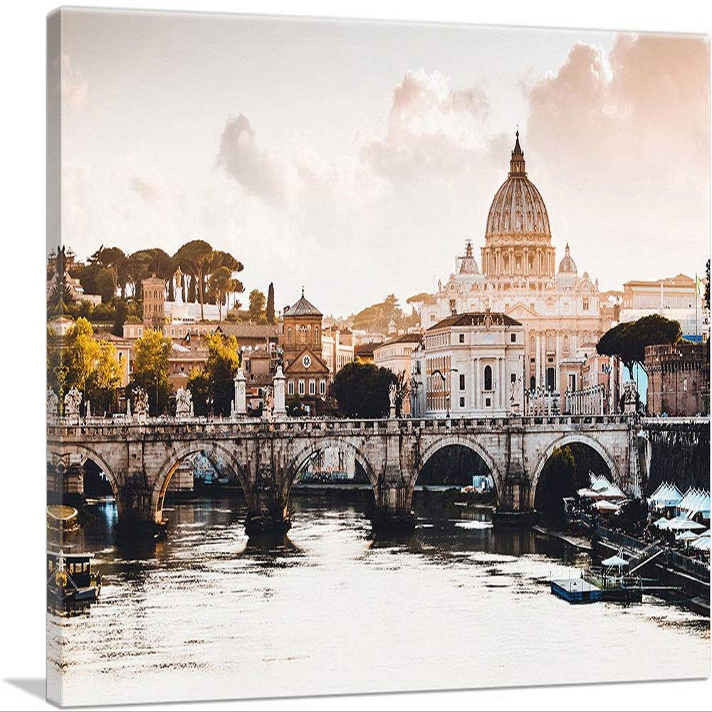 ARTCANVAS St. Peter's Cathedral Rome Italy Canvas Art Print Stretched Framed Painting Picture Poster Giclee Wall Decor - 40" x 26" (0.75" Deep)