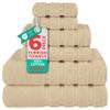 American Soft Linen Luxury 6 Piece Towel Set, 2 Bath Towels 2 Hand Towel 2 Washcloths, 600 GSM 100% Cotton Turkish Towels for Bathroom, Beige Towel Sets view 1