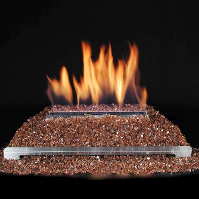 Rasmussen Vent Free FireGlitter Burner Kit (GM24-CU-AFM24-SE-B-N), 24-Inch, Remote Ready Safety Pilot, Natural Gas, Fire Glass/8 lbs/Copper