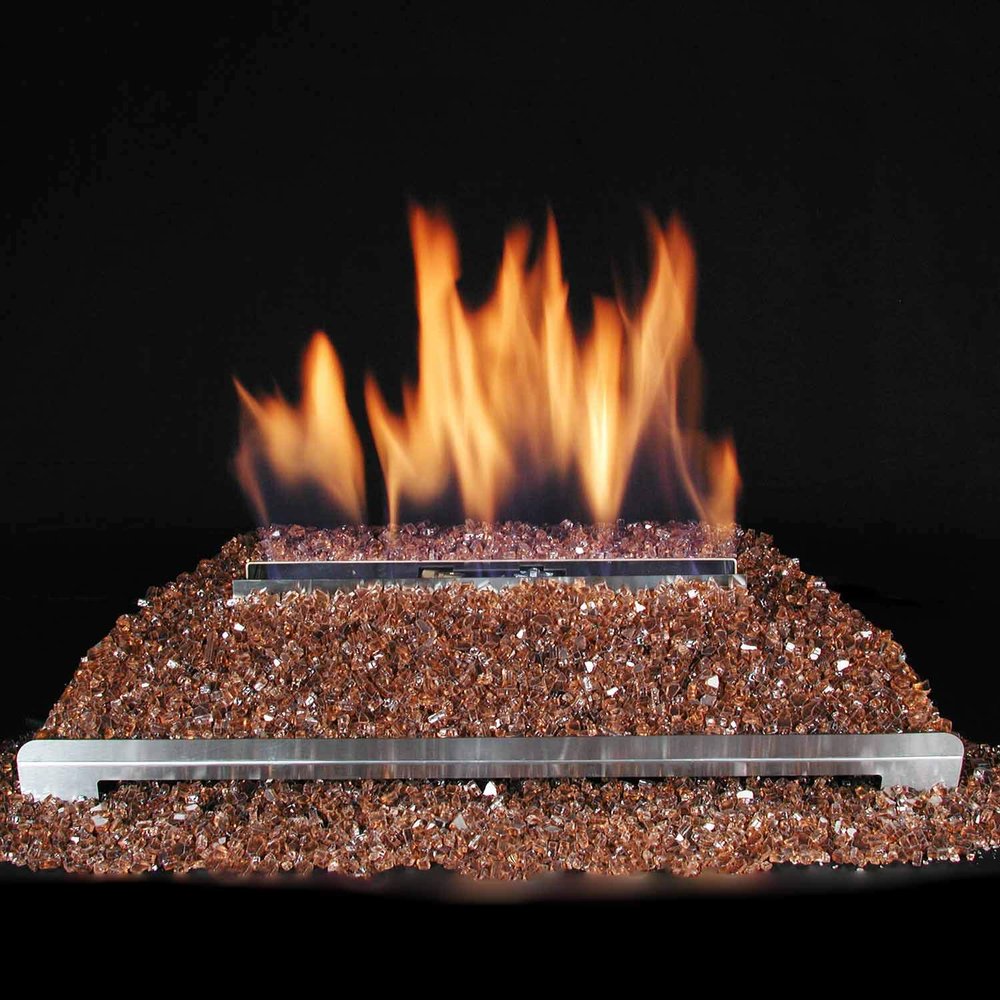 Rasmussen Vent Free FireGlitter Burner Kit (GM24-CU-AFM24-SE-B-N), 24-Inch, Remote Ready Safety Pilot, Natural Gas, Fire Glass/8 lbs/Copper