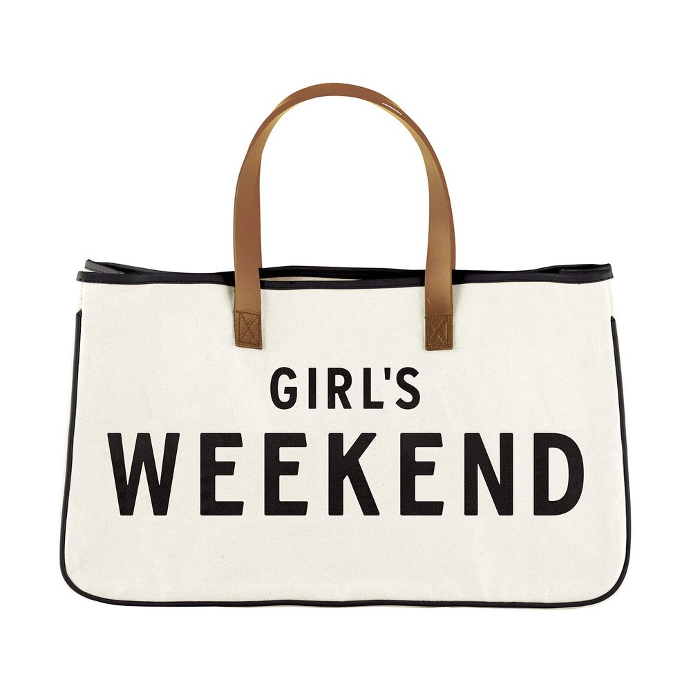Santa Barbara Design Studio Womens Tote - Cotton Canvas Shoulder Bag with Leather Handles and Waterproof Lining, Large, Girl's Weekend