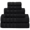 American Soft Linen 100% Carde Cotton 6 Piece Towel Set, 590 GSM Heavy Weight Soft Absorbent Turkish Towels for Bathroom, Coal Black view 1