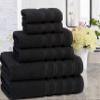 American Soft Linen 100% Carde Cotton 6 Piece Towel Set, 590 GSM Heavy Weight Soft Absorbent Turkish Towels for Bathroom, Coal Black view 2