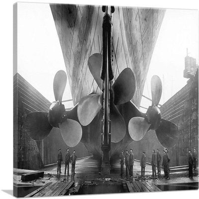 ARTCANVAS Titanic's Ship Propellers British Passenger Liner Canvas Art Print Stretched Framed Painting Picture Poster Giclee Wall Decor - 40" x 26" (0.75" Deep)